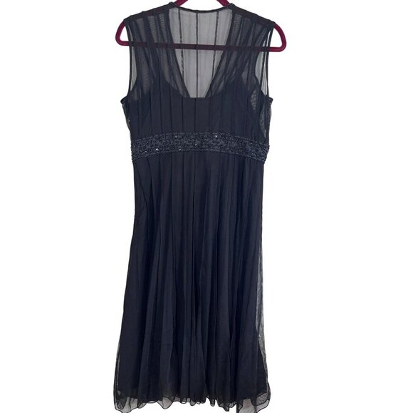 Mixit Dress 10 Black Mid Beaded Mesh Whimisgoth Preppy Y2K Neutral Minimalist - Picture 1 of 13